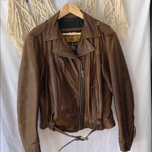 Harley Davidson Brown Leather Motorcycle Jacket
